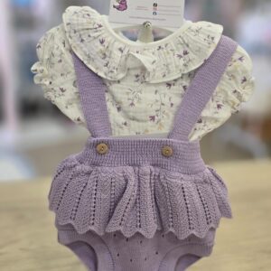 Conjunto 2 piezas hilo "Morado-Florecitas"