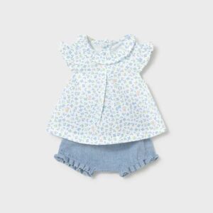 Conjunto 2 piezas Cubrepañal + Blusa Mayoral "Florecitas"