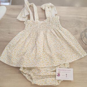 Conjunto blusa + cubrepañal "Limoncitos"