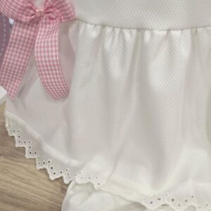 Conjunto blusa + cubrepañal "Lazos vichy rosa" 7