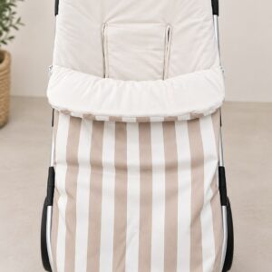 🤎 Saco Universal para Silla de Paseo – Rayas Beige y Blanco 4 🤎 Saco Universal para Silla de Paseo – Rayas Beige y Blanco 8