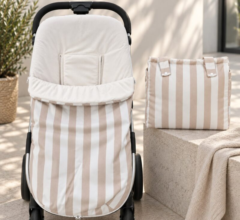 WhatsApp Image 2026-09-10 at 11.56.04 🤎 Saco Universal para Silla de Paseo – Rayas Beige y Blanco 6