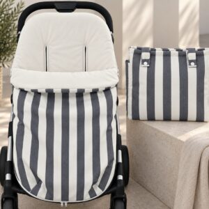 Saco Universal para Silla de Paseo – Rayas Gris Antracita y Blanco 5 Saco Universal para Silla de Paseo – Rayas Gris Antracita y Blanco 9