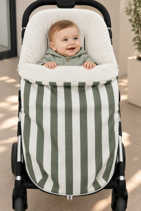 WhatsApp Image 2026-09-10 at 13.36.10 (4) 💚 Saco Universal para Silla de Paseo – Rayas Verde y Blanco 3