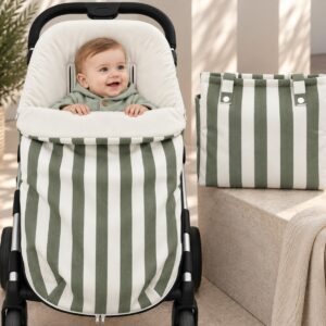 💚 Saco Universal para Silla de Paseo – Rayas Verde y Blanco 4 💚 Saco Universal para Silla de Paseo – Rayas Verde y Blanco 8