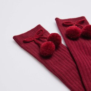 Calcetines Altos Infantiles con Pompones Ysabel Mora Granate 3 Calcetines Altos Infantiles con Pompones Ysabel Mora Granate 6