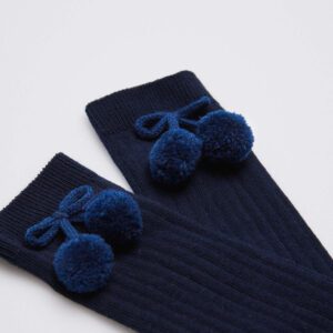 Calcetines Altos Infantiles con Pompones Ysabel Mora Azul Marino 6