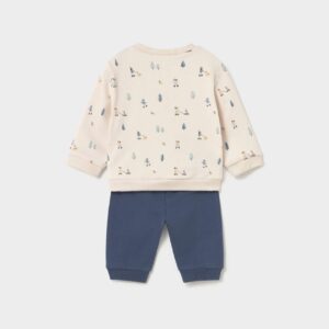 Conjunto de Bebé Niño Crudo Estampado con Sudadera y Pantalón Azul 4 Conjunto de Bebé Niño Crudo Estampado con Sudadera y Pantalón Azul 7