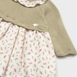 Vestido de Bebé Niña Mayoral Verde Agua con Falda Floral y Cuello Volante 4 Vestido de Bebé Niña Mayoral Verde Agua con Falda Floral y Cuello Volante 8