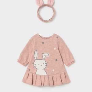 Vestido de Bebé Niña Mayoral Rosa con Conejito y Diadema de Orejitas 4 Vestido de Bebé Niña Mayoral Rosa con Conejito y Diadema de Orejitas 8