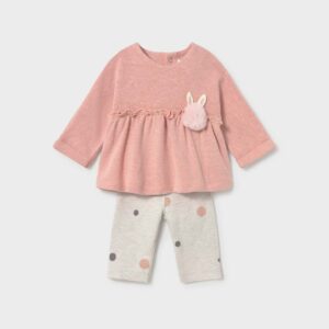 Conjunto de Bebé Niña Mayoral Rosa con Conejito y Pantalón Estampado 7
