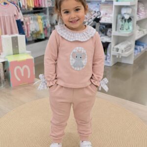 Chándal de niña con felpa interior y detalle de elefante