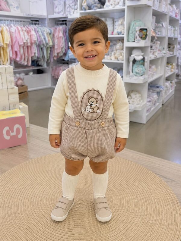 i270004 Conjunto de niño con sudadera y peto «Bichitos» 🤎 3