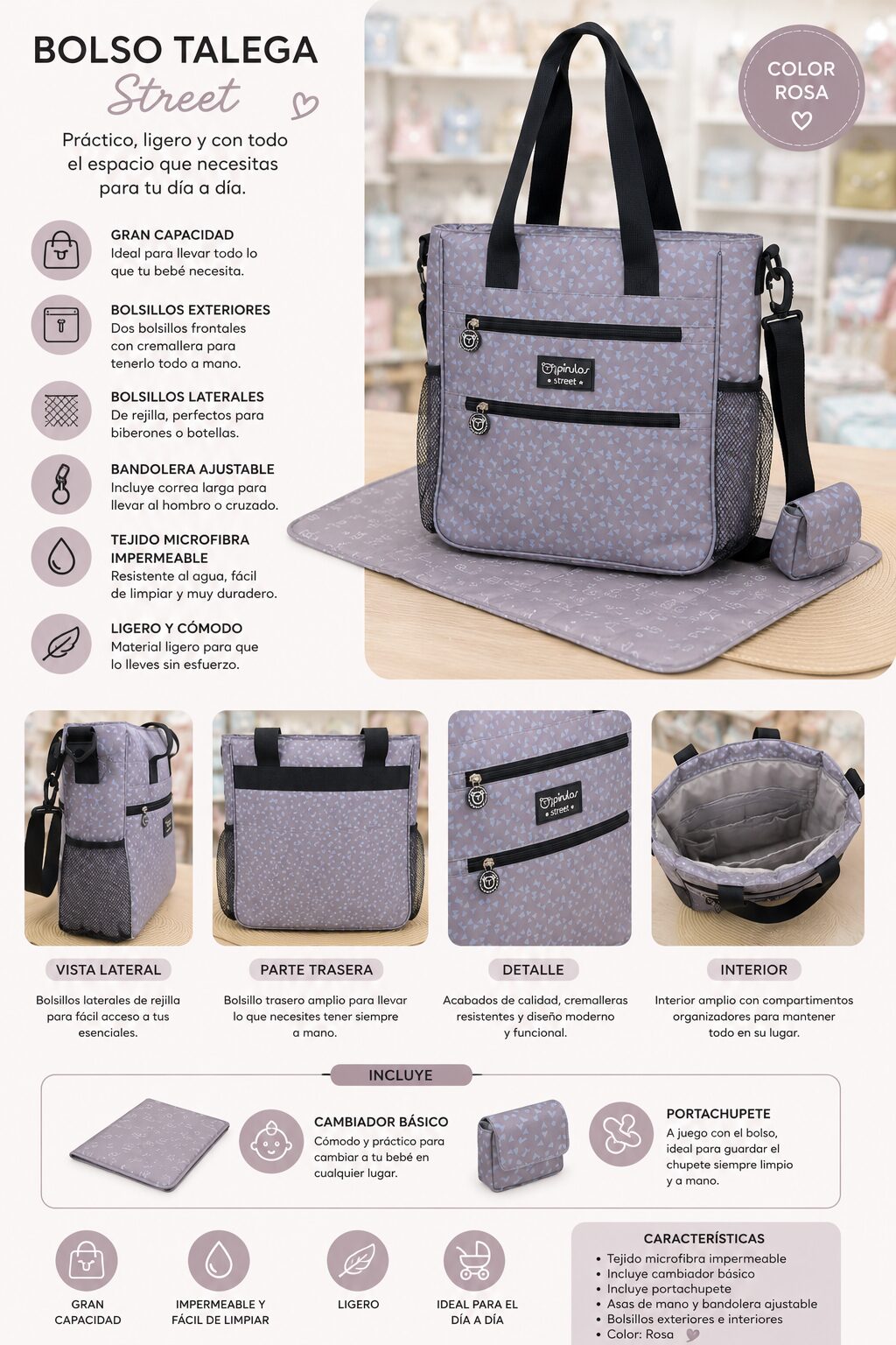 i270033 Bolso talega Street – Gris con detalles celestes 💙 3