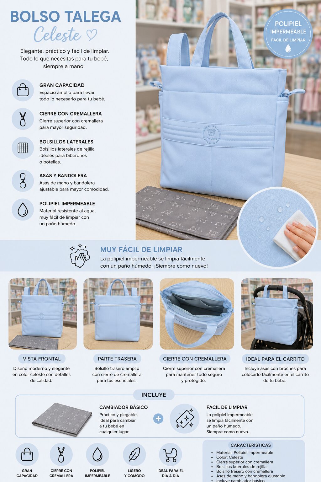 i270037 Bolso organizador para bebé en color azul celeste 5