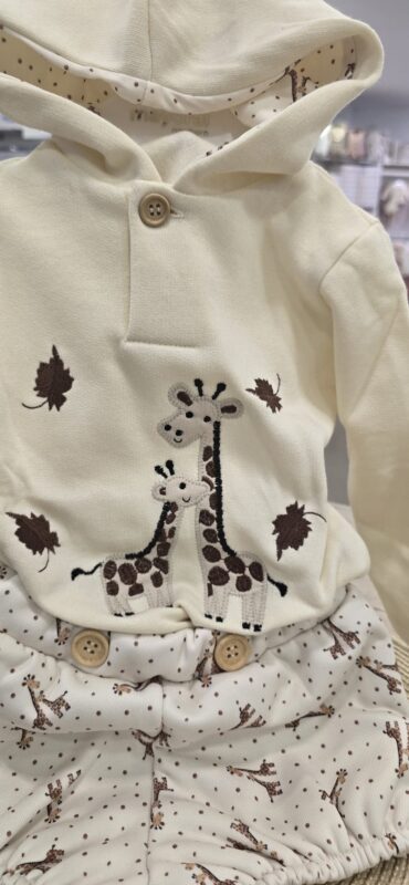 i270107-2 Conjunto infantil de invierno con sudadera de capucha y pantalón corto de jirafas 5