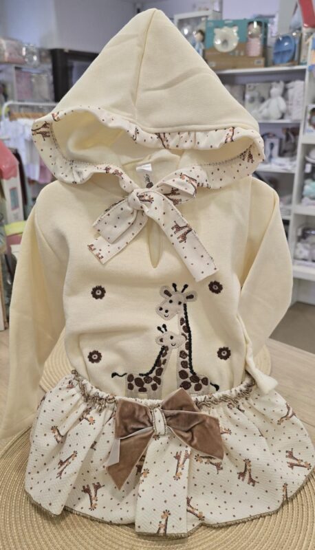 i270108-2 Conjunto infantil de invierno con sudadera y faldita de jirafas 5