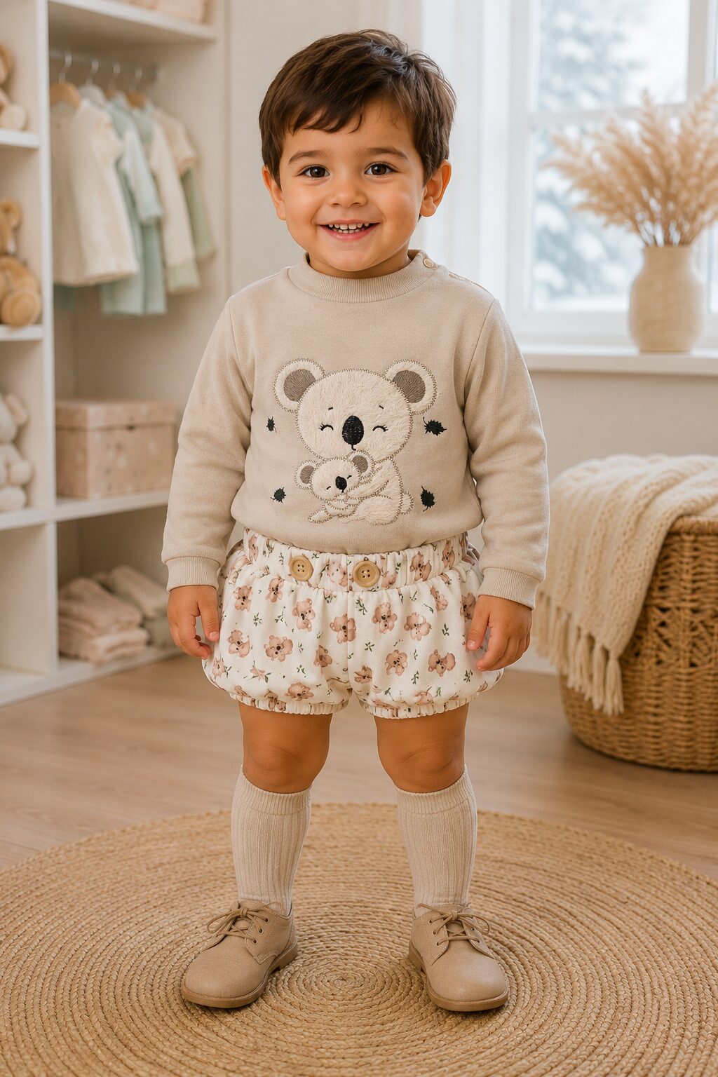 i270110-3 Conjunto infantil de niño con sudadera y pantalón corto de koalas 3
