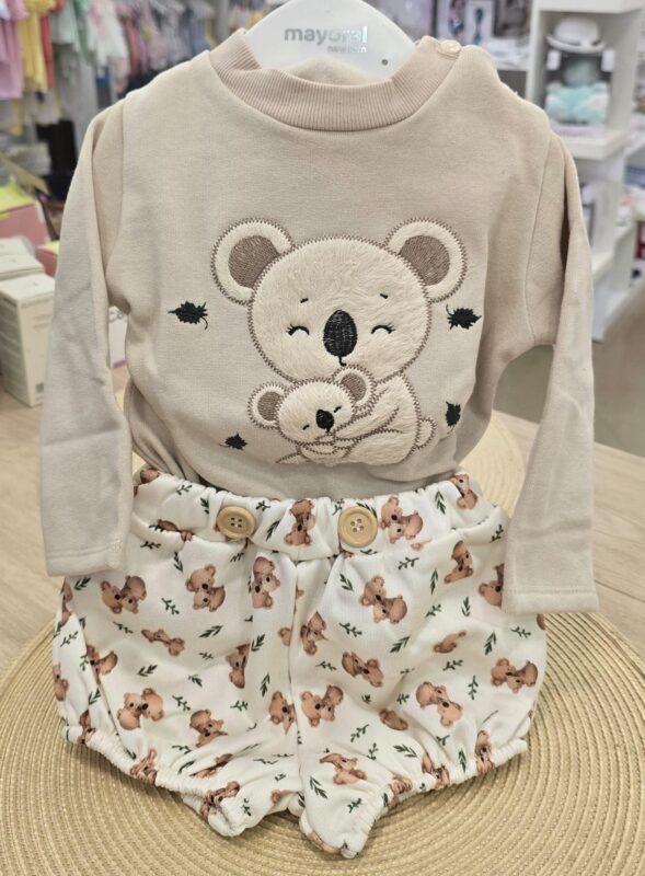 i270110 Conjunto infantil de niño con sudadera y pantalón corto de koalas 5