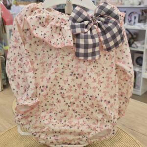 Pelele de bebé con estampado floral y gran lazo de cuadros 4 Pelele de bebé con estampado floral y gran lazo de cuadros 7